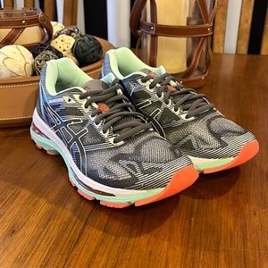 Asics Women's Gray Black Mint Coral Running Sneakers